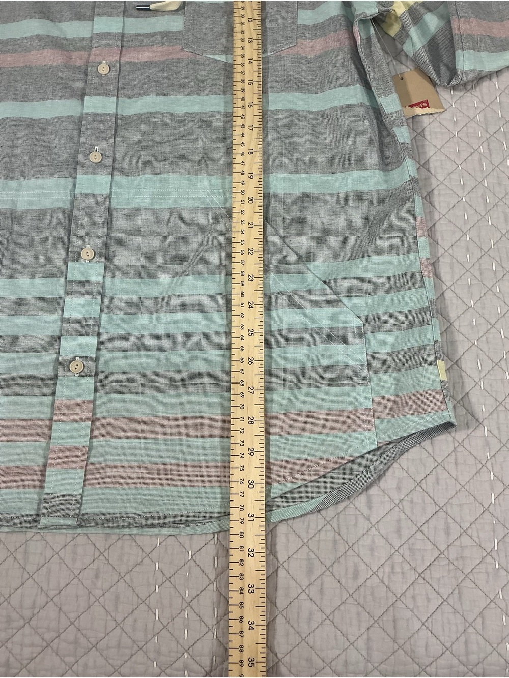 NWT Levi's Men's Striped Hooded Button Down Shacket Kangaroo Pockets Size XXL - Picture 10 of 12